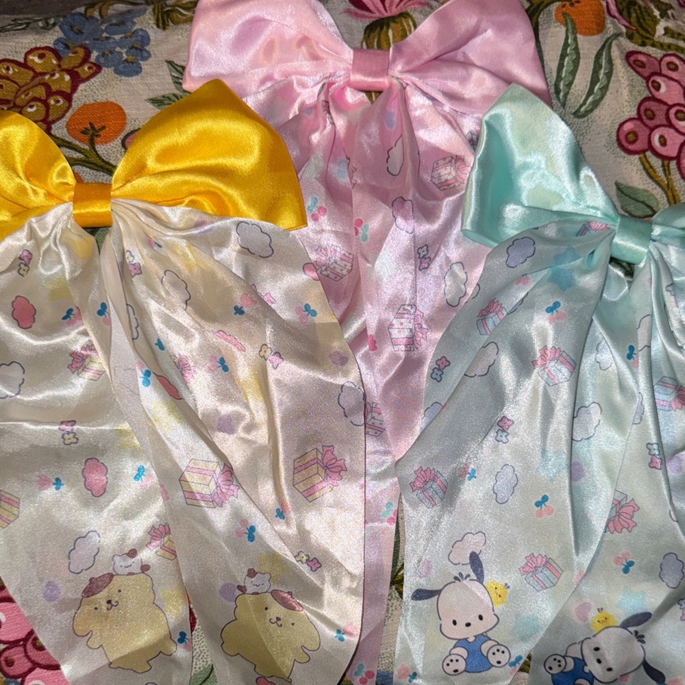 Cute Pastel Hair Bows with Sanrio and Friends prints